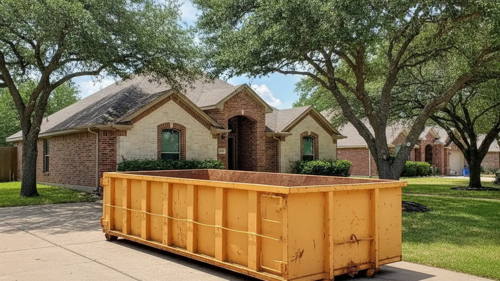 Roll-off dumpster delivered to a driveway in Schertz, TX